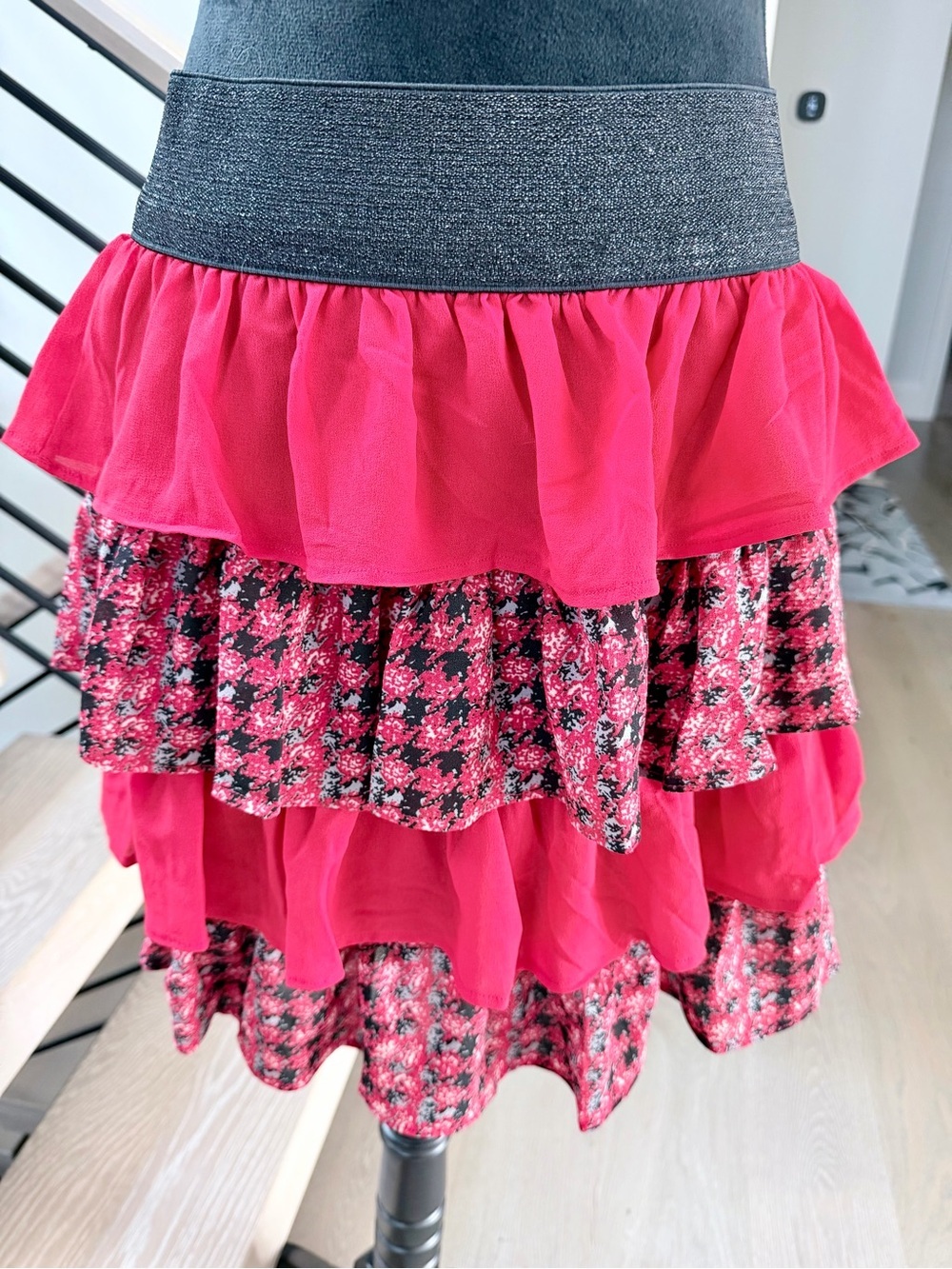 Y2K Vintage Women’s Pink Tiered Ruffle Skirt size L